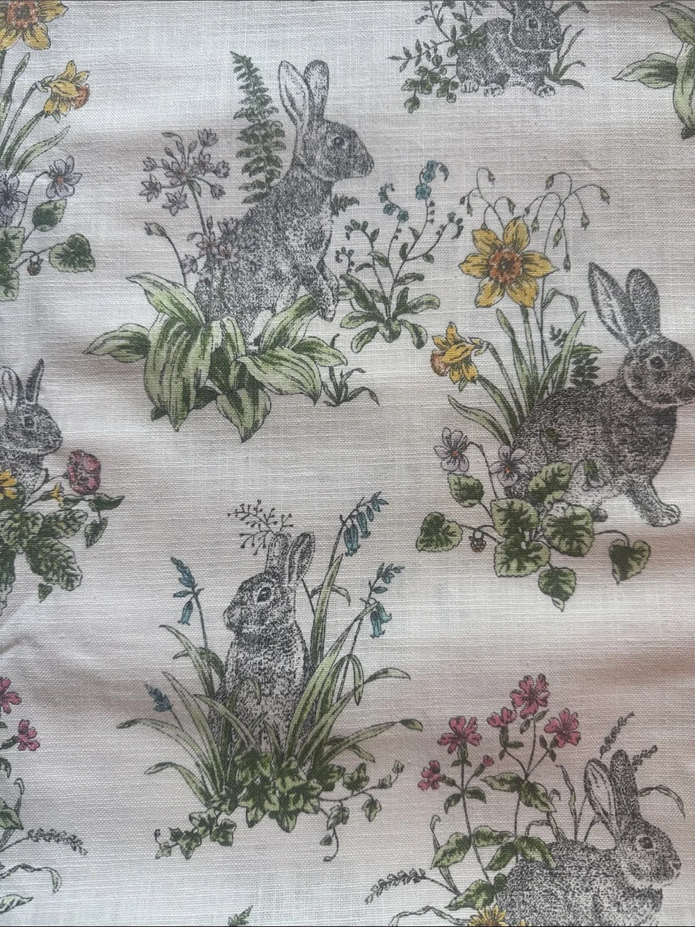 Rachel Ashwell The Farmhouse Bunny Table Cotton Pastel Botanical Rabbit 120 x 80